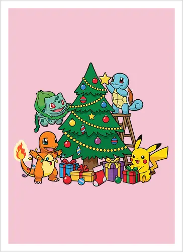 Pocket Christmas Tree Helpers - Festive Kanto Starters Design