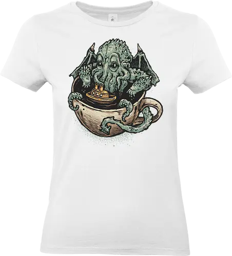 Coffee Now Destruction later - Novel, book, creature, fictional, fiction, character, cosmic, cute, funny, coffee, caffeine - Standard T-Shirt (Frauen)