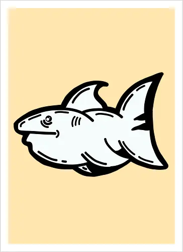 Hi the shark - Hai, fisch, shark, black, schwarz, grafik, weiß, fun, comic - Kunstdruck