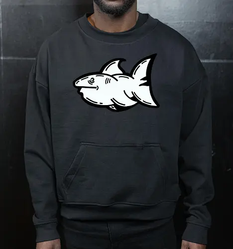Hi the shark - Hai, fisch, shark, black, schwarz, grafik, weiß, fun, comic - Cropped Sweatshirt