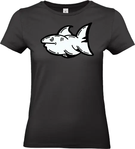 Hi the shark - Hai, fisch, shark, black, schwarz, grafik, weiß, fun, comic - Standard T-Shirt (Frauen)