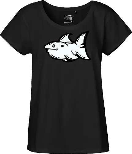 Hi the shark - Hai, fisch, shark, black, schwarz, grafik, weiß, fun, comic - Fairtrade Girl Shirt