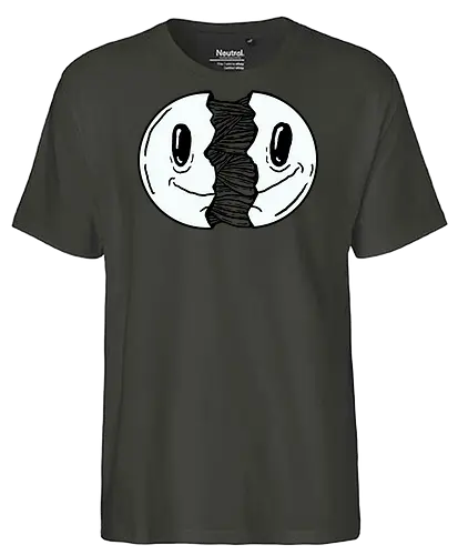 Smile open - Smile, smil, open, fun, comic, carton, humor, schwarz, weiß, grussel - Fairtrade T-Shirt
