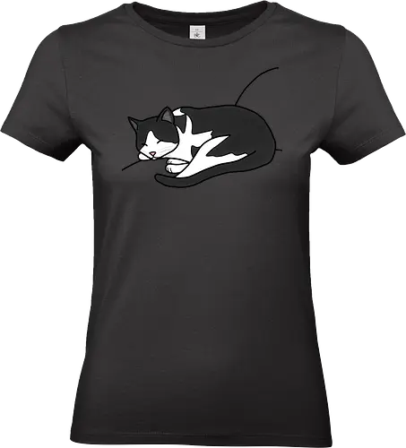 Leska - Katze, Cat, Tier, Haustier, pet, süß, cute, Comic, Cartoon, schwarz, weiß, schlaf, sleep, müde, tired - Standard T-Shirt (Frauen)