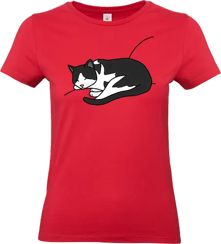 Leska - Katze, Cat, Tier, Haustier, pet, süß, cute, Comic, Cartoon, schwarz, weiß, schlaf, sleep, müde, tired - Standard T-Shirt (Frauen)