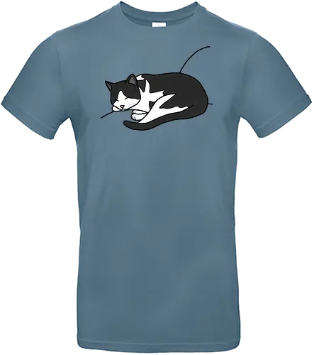 Leska - Katze, Cat, Tier, Haustier, pet, süß, cute, Comic, Cartoon, schwarz, weiß, schlaf, sleep, müde, tired - Standard T-Shirt
