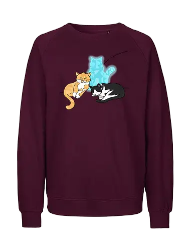 Drei Katzen - Katze, Cat, Tier, Haustier, pet, süß, cute, Comic, Cartoon, schwarz, weiß, schlaf, sleep, müde, tired, orange, fuchs, RIP - Fairtrade Sweatshirt