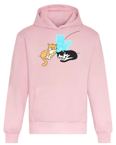 Drei Katzen - Katze, Cat, Tier, Haustier, pet, süß, cute, Comic, Cartoon, schwarz, weiß, schlaf, sleep, müde, tired, orange, fuchs, RIP - Heavyweight Hoodie