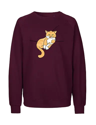 Barnabas - Katze, Cat, Tier, Haustier, pet, süß, cute, Comic, Cartoon, weiß, schlaf, sleep, müde, tired, orange, fuchs, Moustache, Bart - Fairtrade Sweatshirt