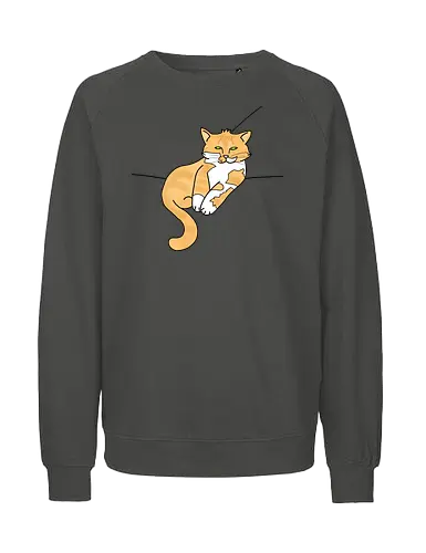 Barnabas - Katze, Cat, Tier, Haustier, pet, süß, cute, Comic, Cartoon, weiß, schlaf, sleep, müde, tired, orange, fuchs, Moustache, Bart - Fairtrade Sweatshirt