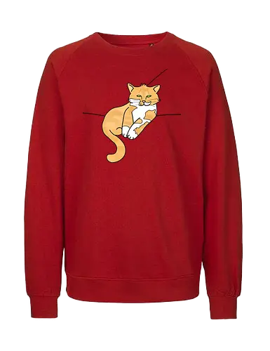 Barnabas - Katze, Cat, Tier, Haustier, pet, süß, cute, Comic, Cartoon, weiß, schlaf, sleep, müde, tired, orange, fuchs, Moustache, Bart - Fairtrade Sweatshirt