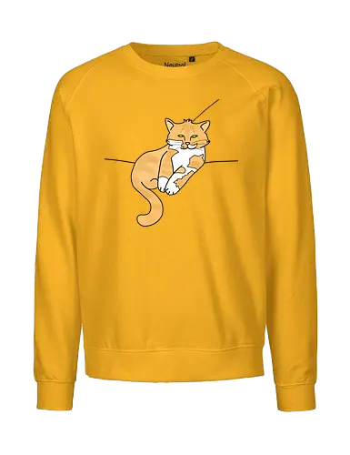 Barnabas - Katze, Cat, Tier, Haustier, pet, süß, cute, Comic, Cartoon, weiß, schlaf, sleep, müde, tired, orange, fuchs, Moustache, Bart - Fairtrade Sweatshirt