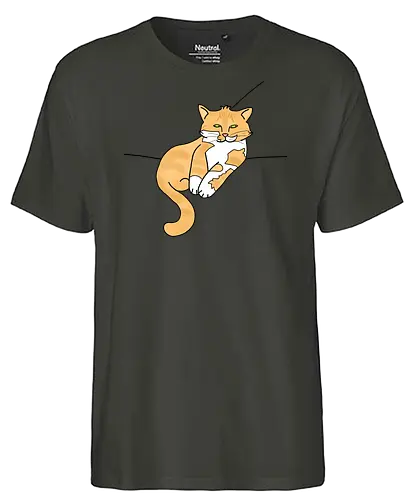 Barnabas - Katze, Cat, Tier, Haustier, pet, süß, cute, Comic, Cartoon, weiß, schlaf, sleep, müde, tired, orange, fuchs, Moustache, Bart - Fairtrade T-Shirt