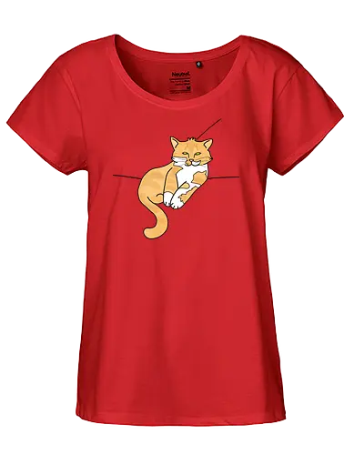 Barnabas - Katze, Cat, Tier, Haustier, pet, süß, cute, Comic, Cartoon, weiß, schlaf, sleep, müde, tired, orange, fuchs, Moustache, Bart - Fairtrade Girl Shirt