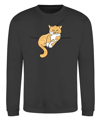 Barnabas - Katze, Cat, Tier, Haustier, pet, süß, cute, Comic, Cartoon, weiß, schlaf, sleep, müde, tired, orange, fuchs, Moustache, Bart - Sweatshirt