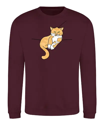 Barnabas - Katze, Cat, Tier, Haustier, pet, süß, cute, Comic, Cartoon, weiß, schlaf, sleep, müde, tired, orange, fuchs, Moustache, Bart - Sweatshirt