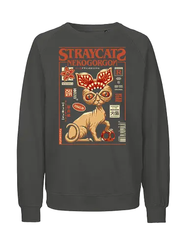 Stray Cat - Nekogorgon - hellfire club, cat, kitty, meow, Strange, hellfire, demogorgon, hawkins, upside down, eleven, Pen and paper, movie, tv series, TV, 80s - Fairtrade Sweatshirt
