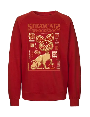 Stray Cat - Nekogorgon - hellfire club, cat, kitty, meow, Strange, hellfire, demogorgon, hawkins, upside down, eleven, Pen and paper, movie, tv series, TV, 80s - Fairtrade Sweatshirt