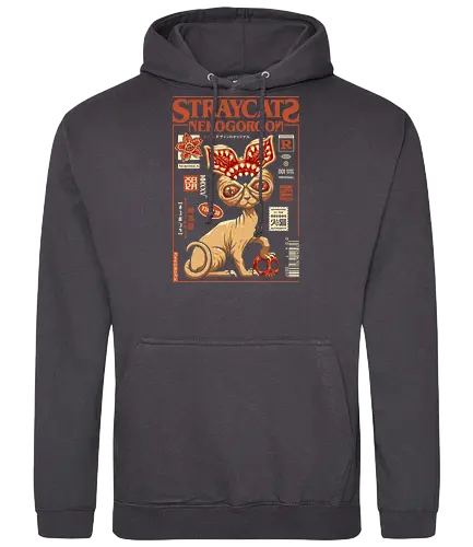 Stray Cat - Nekogorgon - hellfire club, cat, kitty, meow, Strange, hellfire, demogorgon, hawkins, upside down, eleven, Pen and paper, movie, tv series, TV, 80s - Standard Hoodie
