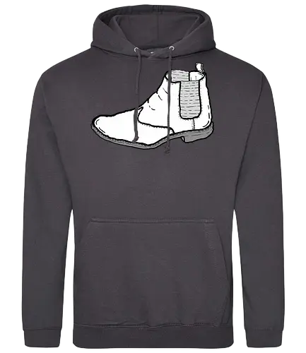 Schuh  - Schu, boots, fun, comic, cartoon, art, ilustration, komisch, schwarz, weiß, stiefel - Standard Hoodie