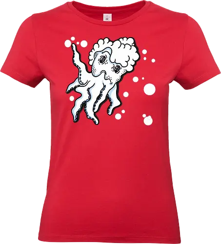 Tintenfisch - Tintenfisch, Fisch, Fun, Art, comic, Ilustration, Schwarz, weiß, komisch - Standard T-Shirt (Frauen)