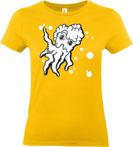Tintenfisch - Tintenfisch, Fisch, Fun, Art, comic, Ilustration, Schwarz, weiß, komisch - Standard T-Shirt (Frauen)
