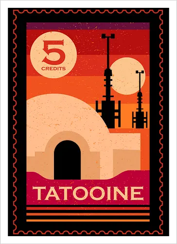 Twin Suns Retro Postage Stamp