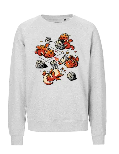 Tiny Dragons Party - dragons, cute, d20 dice, dm, Pen and Paper, dungeon master, fantasy, funny, gamer, geek, kawaii, nerdy, roll, rpg gamer, tabletop gaming - Fairtrade Sweatshirt