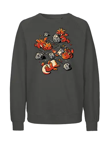 Tiny Dragons Party - dragons, cute, d20 dice, dm, Pen and Paper, dungeon master, fantasy, funny, gamer, geek, kawaii, nerdy, roll, rpg gamer, tabletop gaming - Fairtrade Sweatshirt