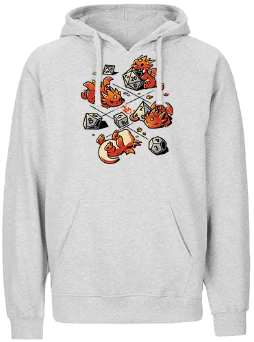 Tiny Dragons Party - dragons, cute, d20 dice, dm, Pen and Paper, dungeon master, fantasy, funny, gamer, geek, kawaii, nerdy, roll, rpg gamer, tabletop gaming - Fairtrade Hoodie