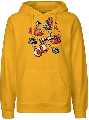 Tiny Dragons Party - dragons, cute, d20 dice, dm, Pen and Paper, dungeon master, fantasy, funny, gamer, geek, kawaii, nerdy, roll, rpg gamer, tabletop gaming - Fairtrade Hoodie