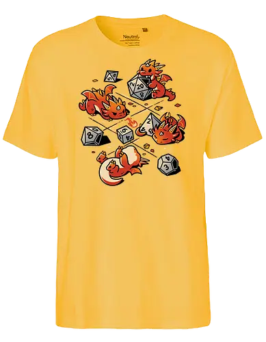 Tiny Dragons Party - dragons, cute, d20 dice, dm, Pen and Paper, dungeon master, fantasy, funny, gamer, geek, kawaii, nerdy, roll, rpg gamer, tabletop gaming - Fairtrade T-Shirt