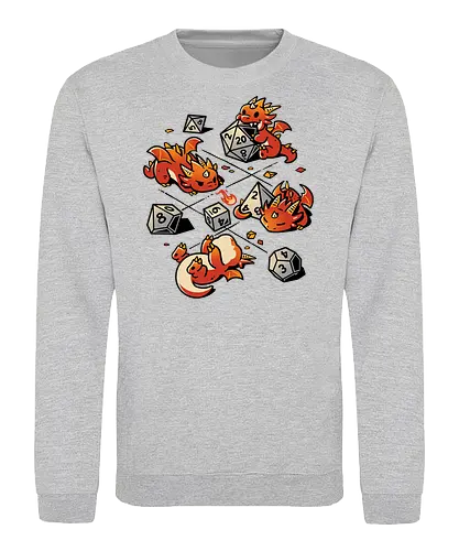 Tiny Dragons Party - dragons, cute, d20 dice, dm, Pen and Paper, dungeon master, fantasy, funny, gamer, geek, kawaii, nerdy, roll, rpg gamer, tabletop gaming - Sweatshirt