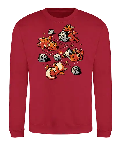 Tiny Dragons Party - dragons, cute, d20 dice, dm, Pen and Paper, dungeon master, fantasy, funny, gamer, geek, kawaii, nerdy, roll, rpg gamer, tabletop gaming - Sweatshirt