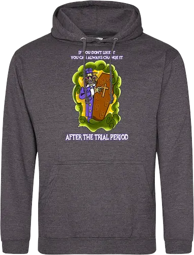 Lustiger Cartoon-Sarg mit dunklem Goth-Horrorhumor