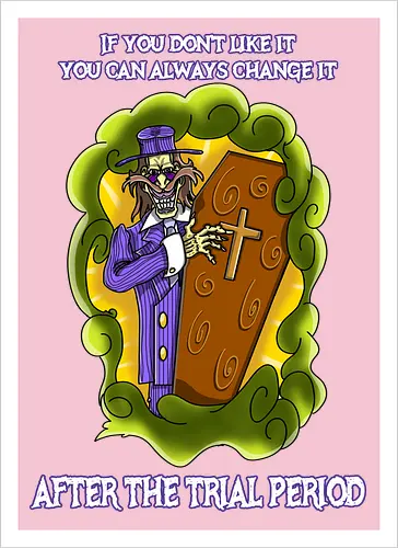 Lustiger Cartoon-Sarg mit dunklem Goth-Horrorhumor