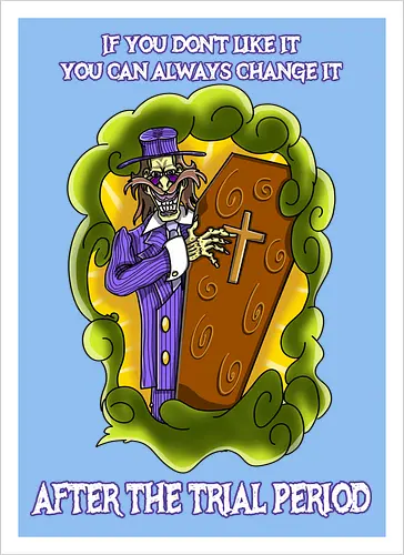 Lustiger Cartoon-Sarg mit dunklem Goth-Horrorhumor