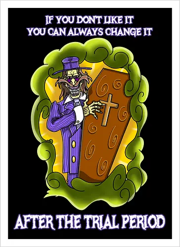 Lustiger Cartoon-Sarg mit dunklem Goth-Horrorhumor