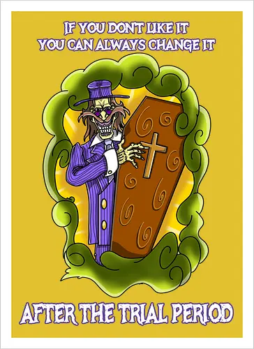 Lustiger Cartoon-Sarg mit dunklem Goth-Horrorhumor