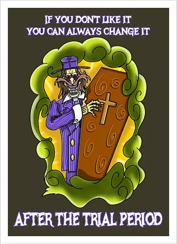 Lustiger Cartoon-Sarg mit dunklem Goth-Horrorhumor