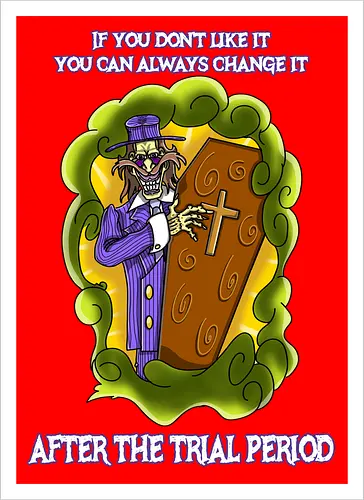 Lustiger Cartoon-Sarg mit dunklem Goth-Horrorhumor