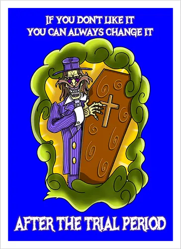 Lustiger Cartoon-Sarg mit dunklem Goth-Horrorhumor