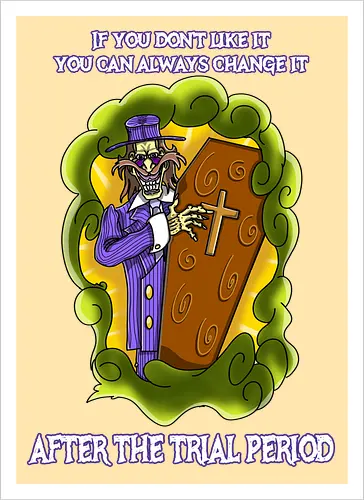 Lustiger Cartoon-Sarg mit dunklem Goth-Horrorhumor