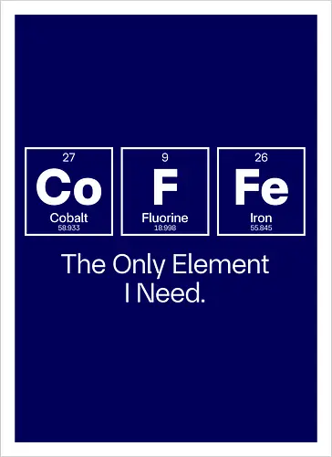 Coffee Chemistry Quote – The Only Element I Need – Science Humor Design