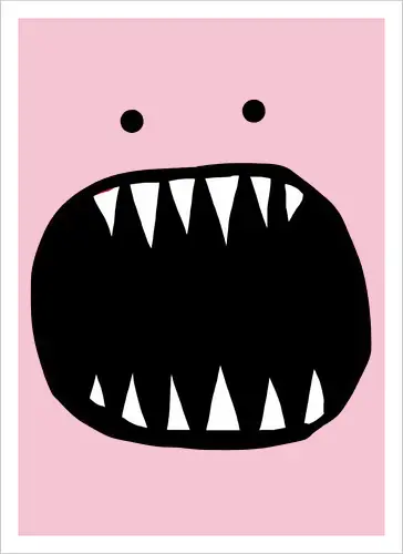 Minimalistisches rotes Monstergesicht