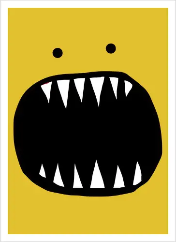 Minimalistisches rotes Monstergesicht