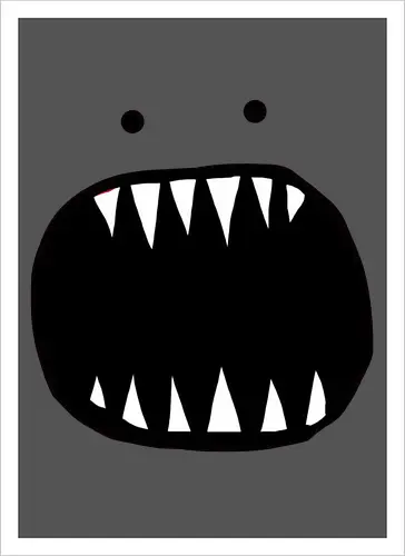 Minimalistisches rotes Monstergesicht