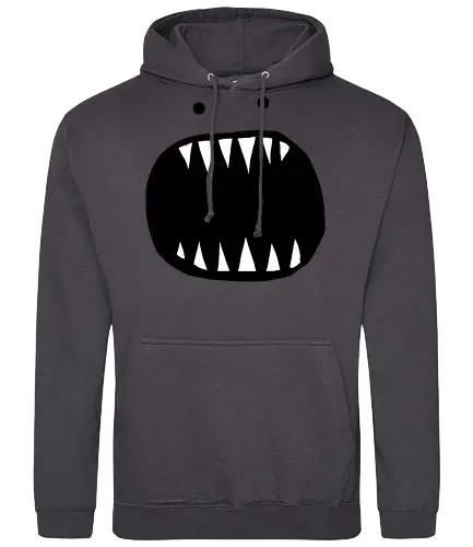 Minimalistisches rotes Monstergesicht - Monster, Rot, Minimalistisch, Kreatur, Zähne, Scharf, Mund, Figur, Flat Design, Illustration, Grafik, Gruselig, Horror, Ausdrucksstark, Vektor - Standard Hoodie
