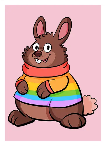 Regenbogenhase - Hase, Queer, Regenbogen - Kunstdruck