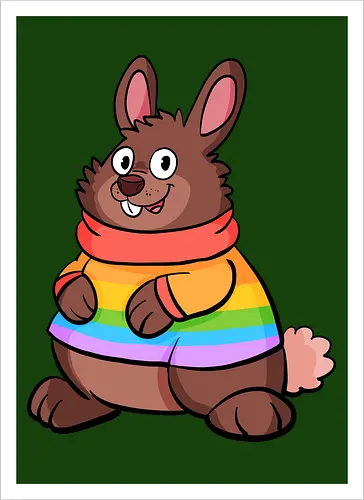 Regenbogenhase - Hase, Queer, Regenbogen - Kunstdruck